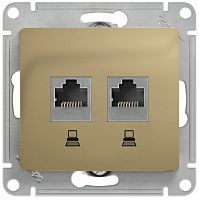 Розетка компьютерная без рамки Systeme Electric Glossa 2-м. RJ45+RJ45 5e титан картинка